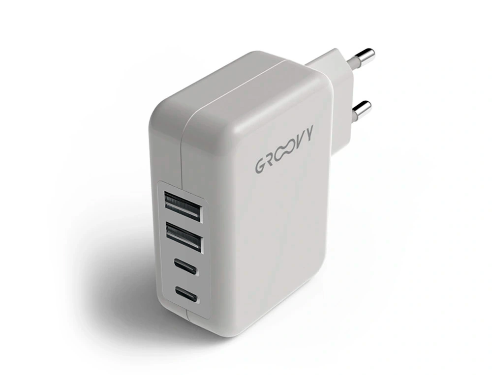 Carregador de parede groovy 4 portas USB 4.8A branco para escritório 1 FOLIS Lisboa