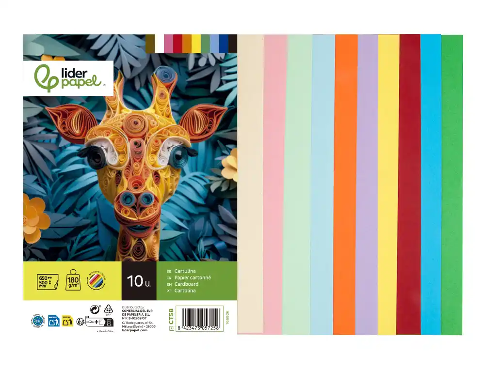 Cartão LIDERPAPEL 180 g 50x65 cm 10 Cores