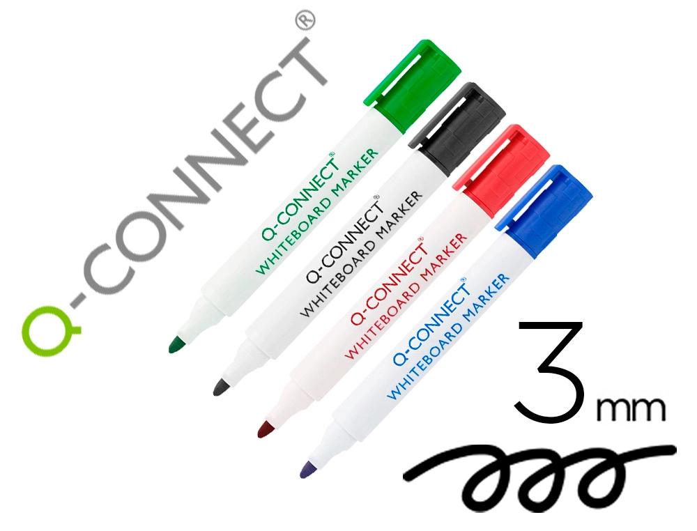 Marcador para quadro branco Q-Connect ponta redonda 3mm FOLIS 4 cores Lisboa
