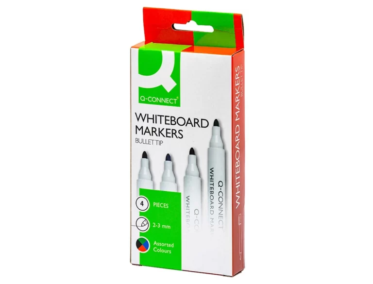 Marcador para quadro branco Q-Connect ponta redonda 3mm FOLIS azul preto verde vermelho caixa com 4 Lisboa