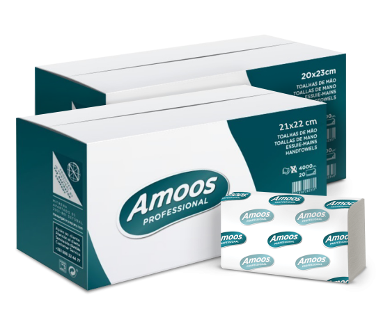 Toalhas de Mão Zig-Zag Folha Dupla AMOOS 20 Maços
