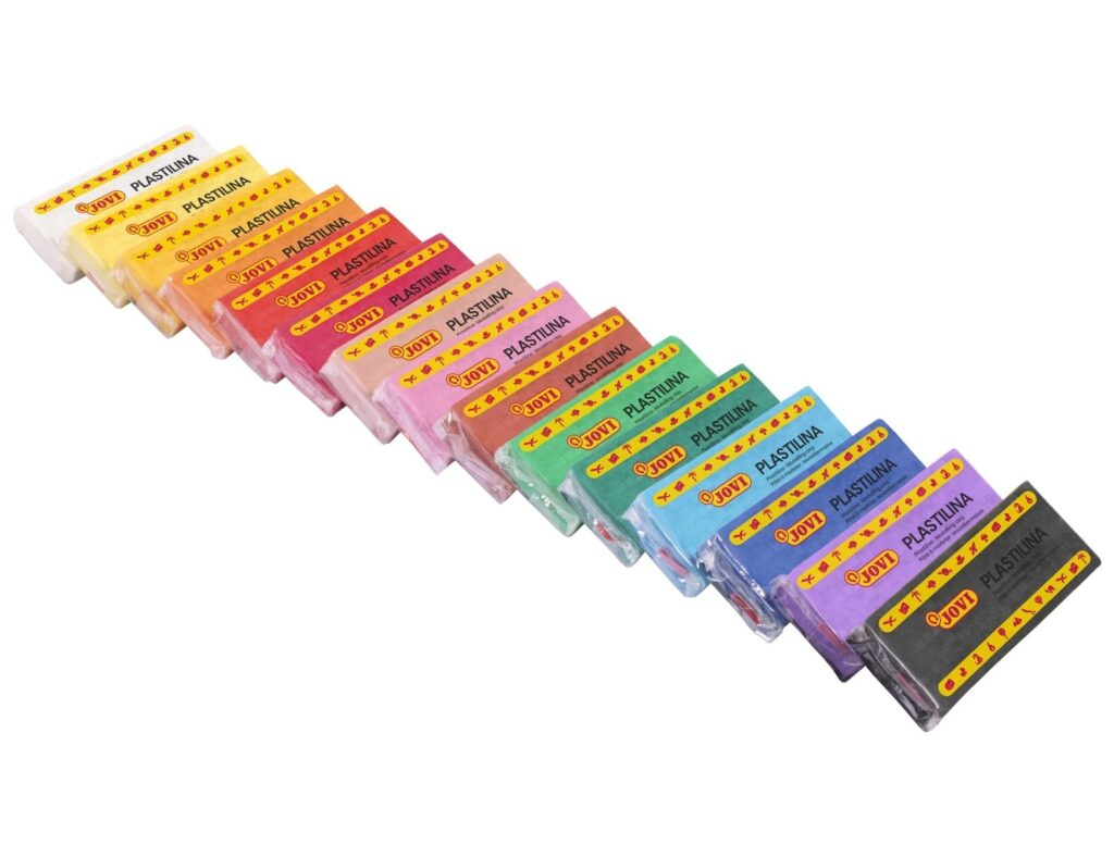 Plasticina jovi 71 pastilha 150 grs caixa de 15 cores sortidas.