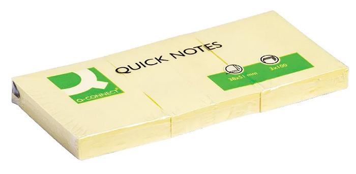 Bloco de Notas Adesivas Amarelo com 100 Folhas
