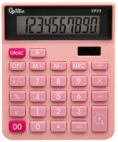 Calculadora de secretária Liderpapel 10 dígitos solar e pilha para escritório rosa FOLIS Lisboa