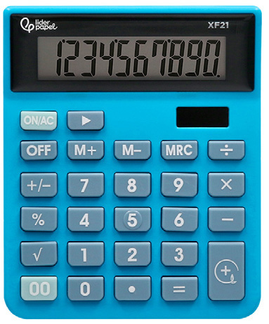 Calculadora de secretária Liderpapel 10 dígitos solar e pilha para escritório azul FOLIS Lisboa