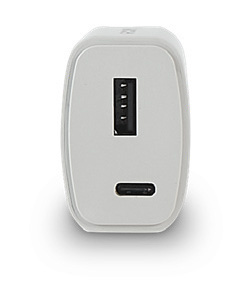 Carregador de parede groovy duplo USB-A e USB-C 20W branco capa FOLIS Lisboa