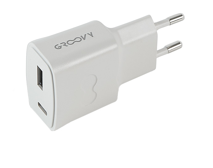 Carregador de parede groovy duplo USB-A e USB-C 20W branco 1 FOLIS Lisboa