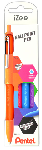 Conjunto com 4 Esferográficas Pentel Izee Ponta de 0.7mm e 1mm - Retráteis