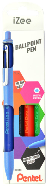 Conjunto com 4 Esferográficas Pentel Izee Ponta de 0.7mm e 1mm - Retráteis