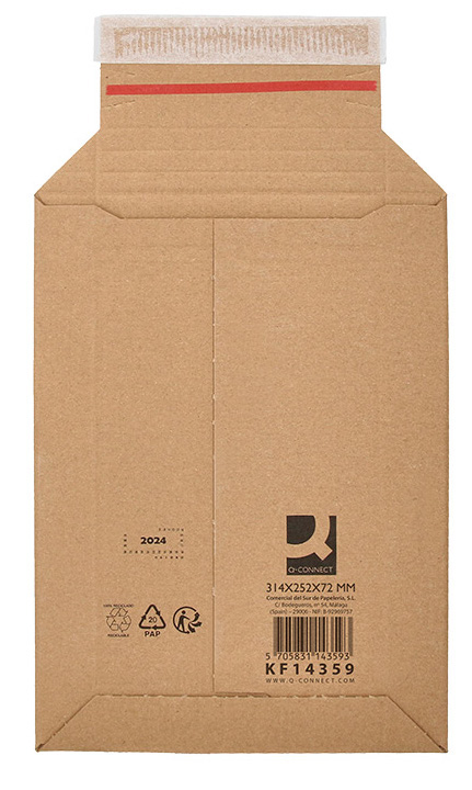 Envelope para Envios Q-connect Cartao 100 Reciclado e Reciclavel Fecho Autoadesivo Cor Kraft