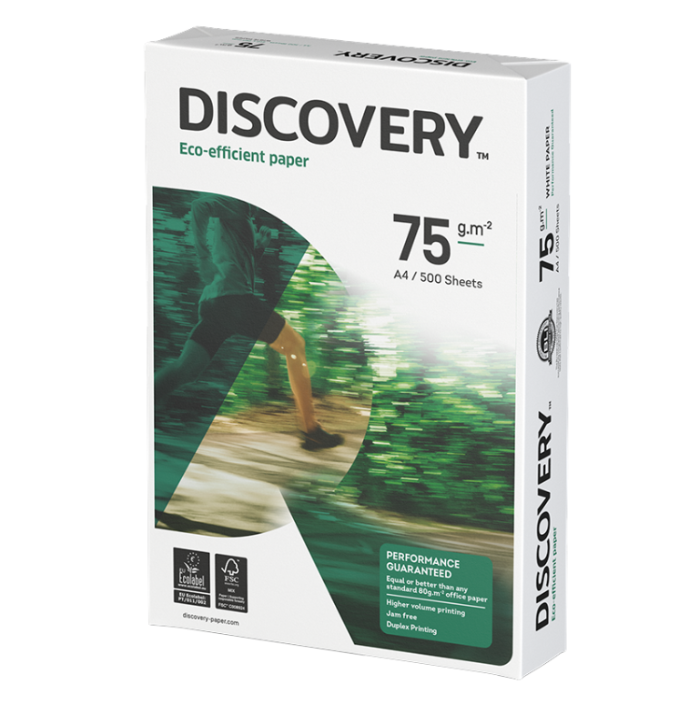 Papel de fotocópia A4 Discovery 75g eco-eficiente de alta alvura FOLIS