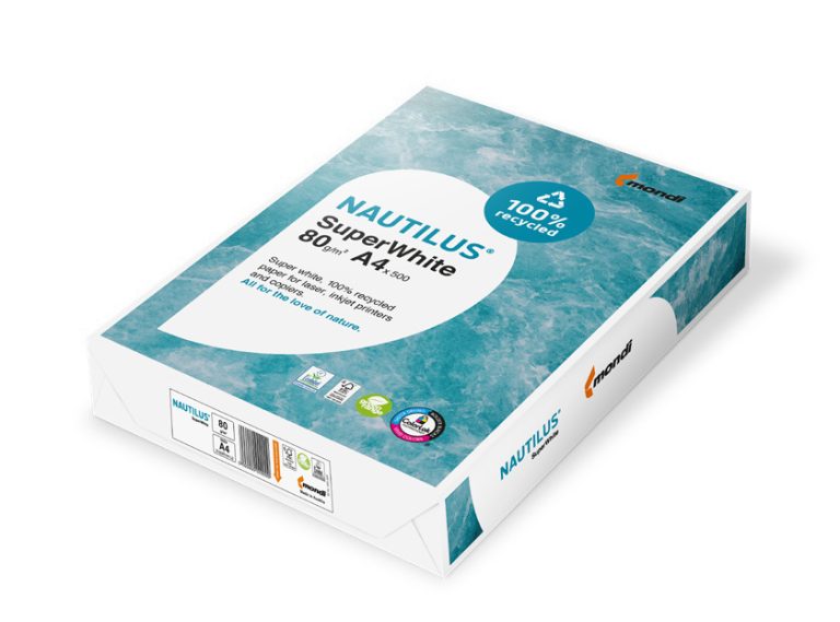 Papel Fotocopia Nautilus Superwhite 100 Reciclado 80 Gr Folhas
